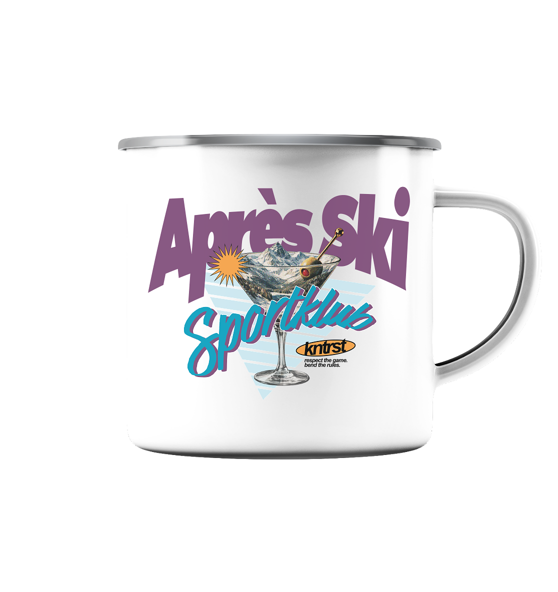 après ski - Emaille Tasse (Silber)